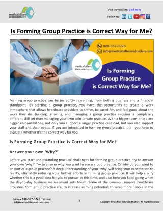 Is Forming Group Practice is Correct Way for Me?