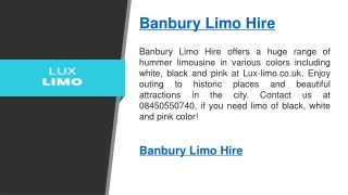 Banbury Limo Hire   Lux-limo.co.uk