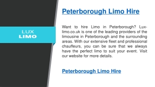 Peterborough Limo Hire   Lux-limo.co.uk