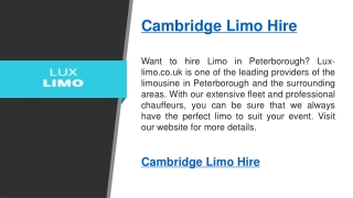 Cambridge Limo Hire   Lux-limo.co.uk