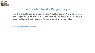 La County Sheriffs Badge Plaque  Ukplaques.com