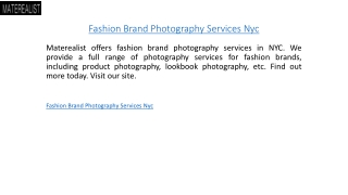 Fashion Brand Photography Services Nyc  Materealist