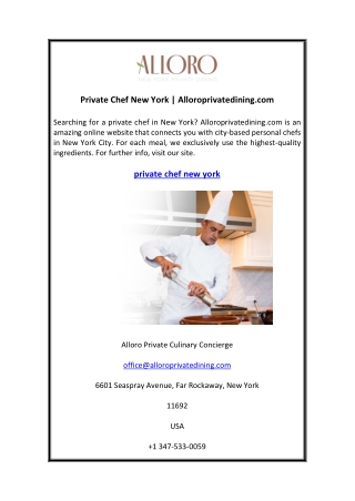 Private Chef New York Alloroprivatedining.com