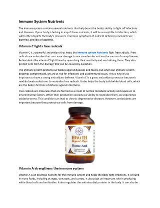 Immune System Nutrients