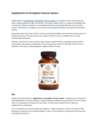 Supplements to Strengthen Immune System
