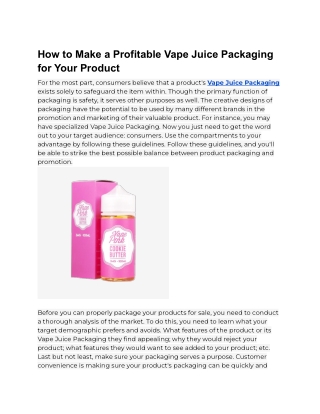 How to Make a Profitable Vape Juice Packaging for Your Product