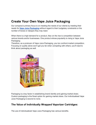 Create Your Own Vape Juice Packaging