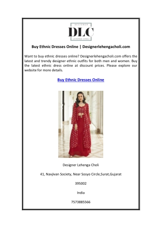Buy Ethnic Dresses Online Designerlehengacholi.com