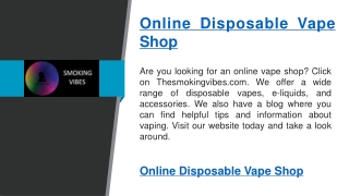 Online Disposable Vape Shop  Thesmokingvibes.com