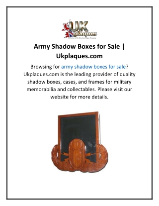 Army Shadow Boxes for Sale  Ukplaques.com