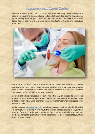 Improving Your Dental Health