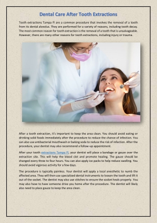 Dental Care After Tooth Extractions