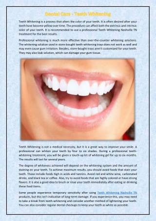Dental Care - Teeth Whitening