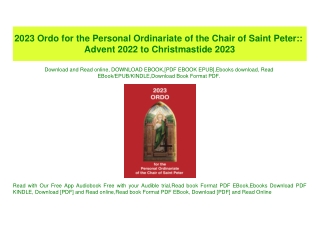 PDF) 2023 Ordo for the Personal Ordinariate of the Chair of Saint Peter Advent 2022 to Christmastide 2023 (Epub Kindle)