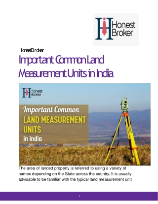 Important Common Land Measurement Units in India