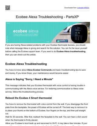 Ecobee Alexa Troubleshooting- PartsXP