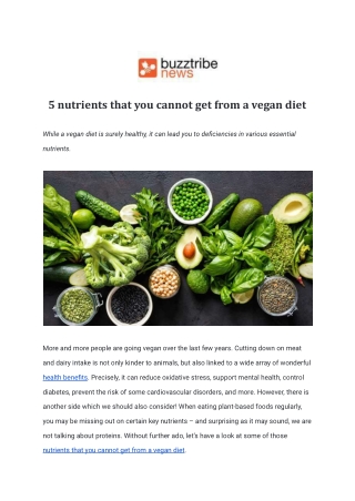 5 nutrients that you cannot get from a vegan diet
