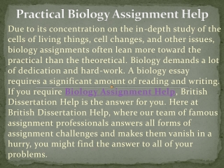 Practical Biology Assignment Help