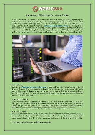 Advantages of Dedicated Servers in Turkey