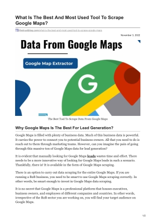 What Is The Best And Most Used Tool To Scrape Google Maps