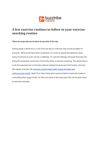 A few exercise routines to follow in your exercise snacking routine