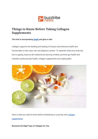 Things to Know Before Taking Collagen Supplements