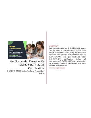 Get Successful Career with SAP C_S4CPR_2208 Certification