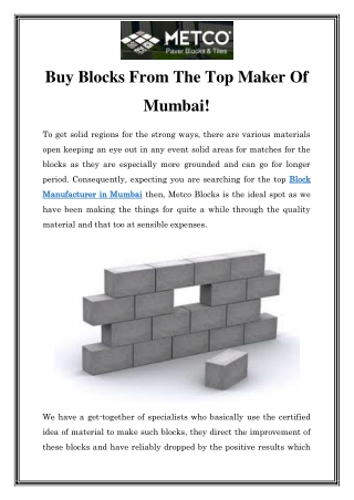 Block Manufacturer in Mumbai Call- 8484930580