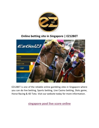 Online betting site in Singapore | EZ12BET