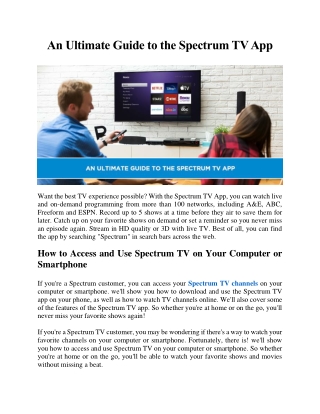 An Ultimate Guide to the Spectrum TV App