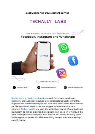 Best Mobile App Development Service