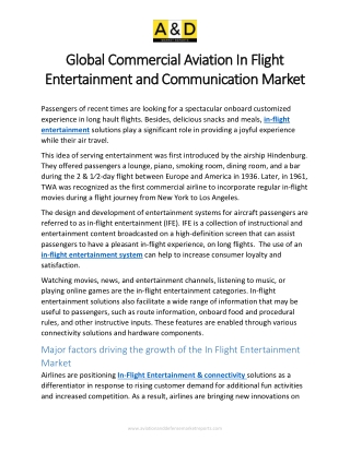 Global Commercial Aviation In Flight Entertainment and Communication Market