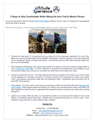 Inca Trail 4 Days