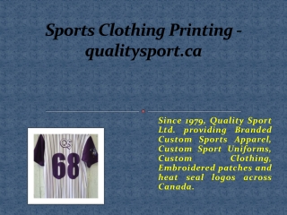 Sports Clothing Printing - qualitysport.ca