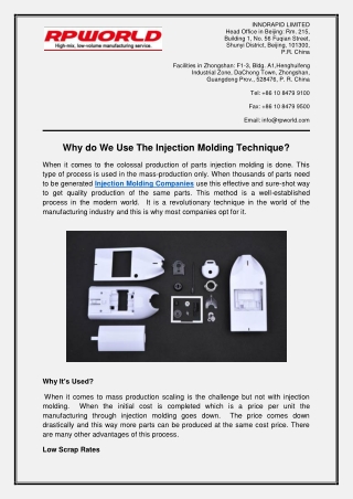 Why do We Use The Injection Molding Technique