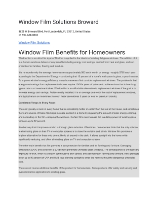 Window Film Solutions Broward