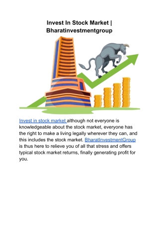 Invest In Stock Market _ Bharatinvestmentgroup