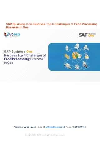 SAP Business One Resolves Top 4 Challenges of Food Processing Business in Goa