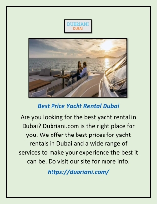 Best Price Yacht Rental Dubai | Dubriani.com