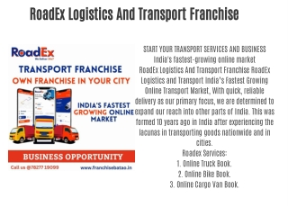 RoadEx Logistics And Transport Franchise