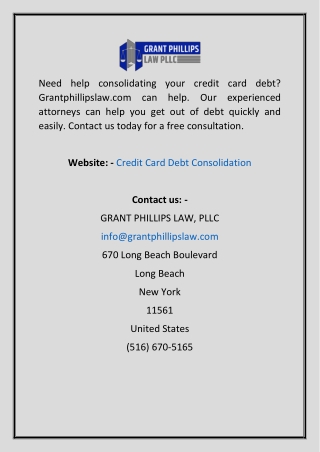 Credit Card Debt Consolidation  Grantphillipslaw.com