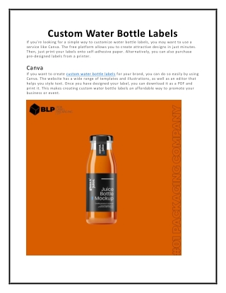 Custom Water Bottle Labels