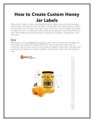 How to Create Custom Honey Jar Labels