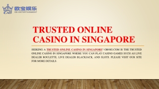Trusted Online Casino in Singapore | Ob9sg.com