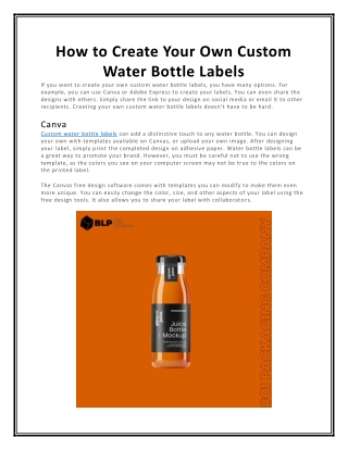 How to Create Your Own Custom Water Bottle Labels