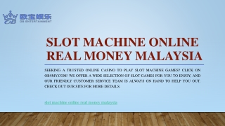 Slot Machine Online Real Money Malaysia | Ob9my.com