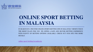 Online Sport Betting In Malaysia | Ob9my.com