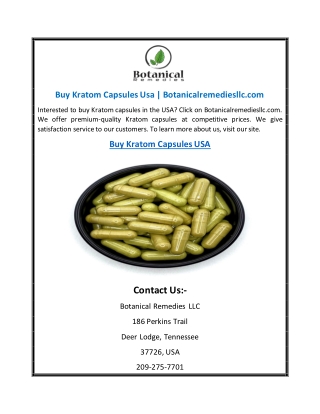 Buy Kratom Capsules Usa