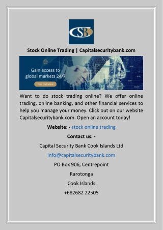 Stock Online Trading  Capitalsecuritybank