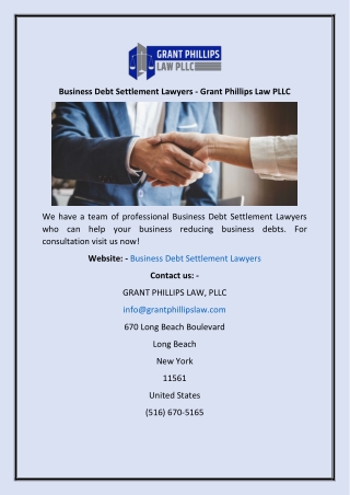Business Debt Settlement Lawyers - Grant Phillips Law PLLC